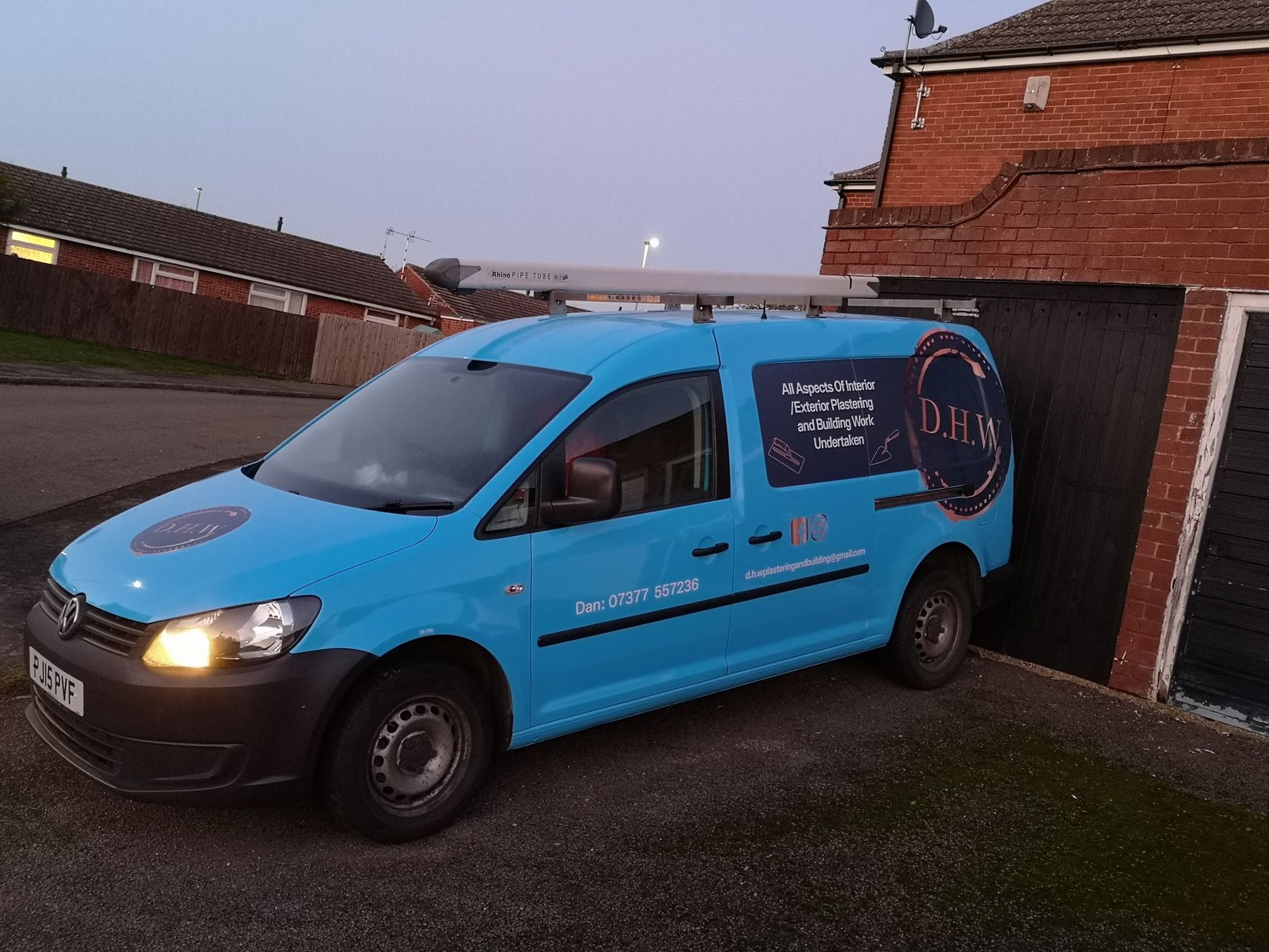 The sky-blue D.H.W van with its navy and copper livery